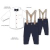 G11530TOD: Boys Shirt With Corduroy Bow Tie & Pant With Braces Outfit (2-4 Years)